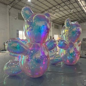 Custom Airtight Inflatable Iridescent Mirror Bear Cartoon Model Inflatable