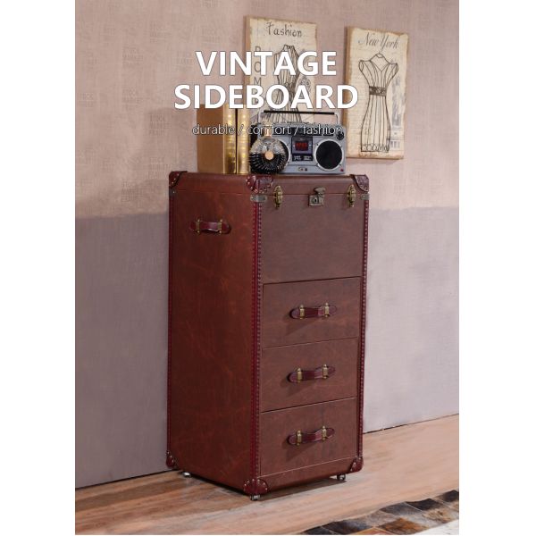 Nidea #8602 Customized Handmade Durable American-Style Retro Leather Side Table for Living Room Hotel Coffee Shop Bars