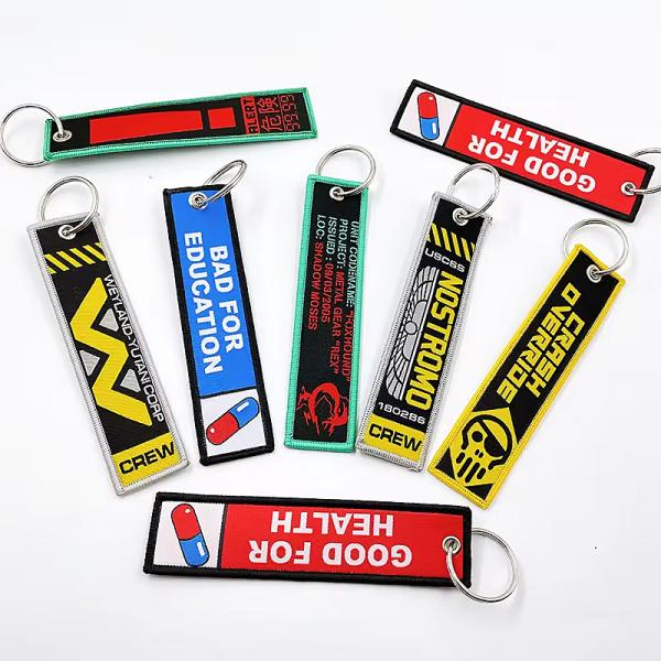 Customized Blank Printing Alphabet Letter Double Sided Key Chains Woven