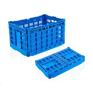 Blue Collapsible Stackable Crates Vegetable Transporation Storage