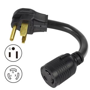 Rated Voltage 250V 30Amp Twist Lock 3 Prong Male Plug to L6-30R 50 Amp 3 Prong Female Receptacle Generator RV Power Cord