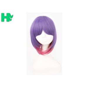 Party Purple Synthetic Cosplay Wigs With Ponytails Non Flammable