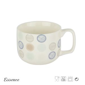 Large Capacity White Large Fine Bone China Mugs 12 Oz Microwave Safe