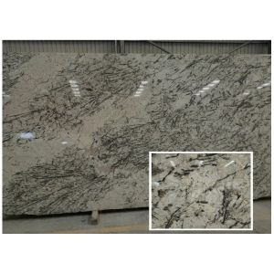 Blue Cream White Granite Slabs , Prefabricated Smooth Stone Slab Countertop