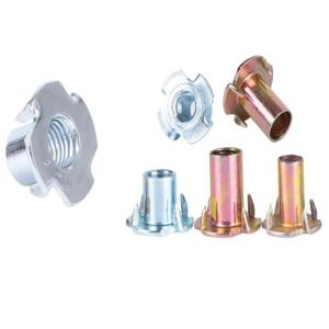 M6 M8 Steel 4 Claw 4 Prong Furniture Tee Nut with Pronge Yellow Blue White Zinc