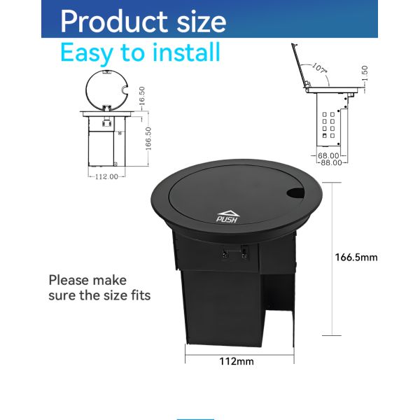ROHS 152mm Embedded Desktop Socket Hub Conference Table Connectivity Box