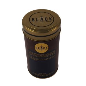 China Personalized Metal Black Coffee Tin Can With Double Lid Luxury Coffee Tin Box Packaging on sale
