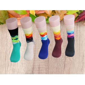 Cotton Colorful Funny Happy Trendy Socks Breathable Sox Stitching Pattern Casual