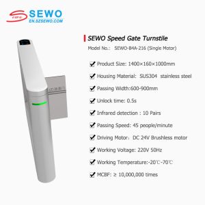 TCP/IP Communication Interface High Speed Gate Turnstile with Biometric Access