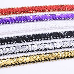 Luxury Shiny PET PVC Elastic Sequin Ribbon Trim 2.5cm