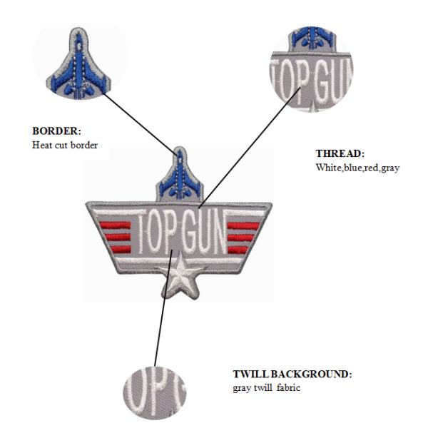 Sustainable Embroidered Patch Applique Heat Cut Border Hook And Loop Backing