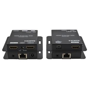 50m HDMI Extender Over Cat6 Cat5e Cable With Loop Out 1080P POC EDID