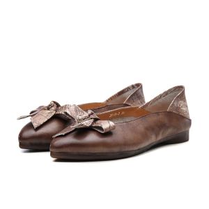 S240 Round head flat bottom handmade leather spring and summer new flat-heeled