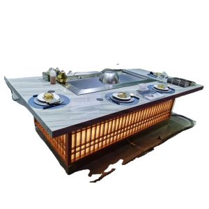 Commercial Teppanyaki Grill Table with Beef Mutton Chicken Cooking Capabilities