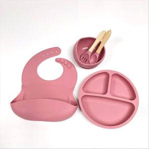 Silicone Baby Feeding Set Bpa Free Dinnerware Type with Bowl Bottle Spoon and