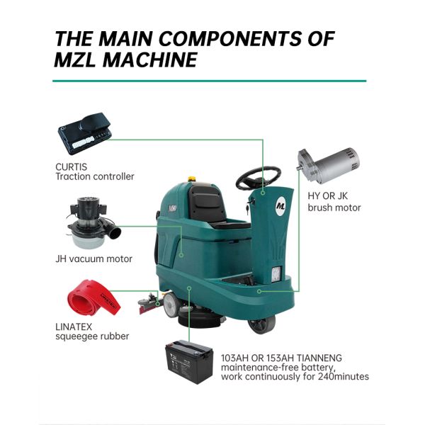 Automatic Ride On Floor Scrubber Cleaner Machine Double Brush Cleaning System 70L