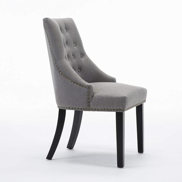 Modern Grey Fabric Accent Chair Leather Tufted High Back Hotel Upholstered Sillas De Dise