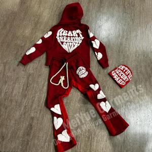 Custom Jogger Pullover Cropped Sweatsuit Acid Wash Hoodie 3d Puff Print Jogging