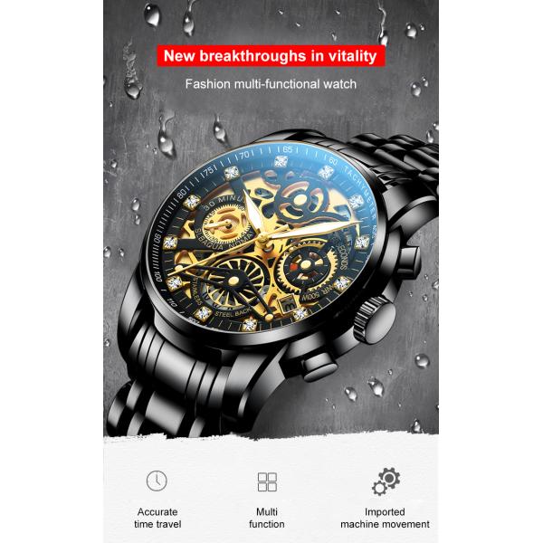 2022 Fashion Multifunctional Stainless Steel Waterproof 3ATM Quartz Watch For Men