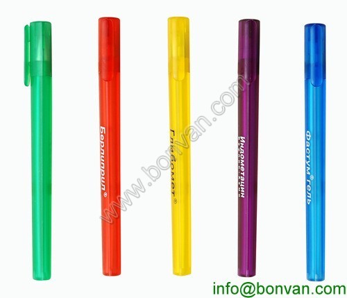 Quality triangular plastic translucent ballpoint pen,plastic ball pen from tonglu for sale