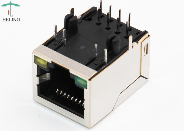 Quality 8P8C R/A RJ45 PCB Connector With LED Indicator Pipe For Networking for sale
