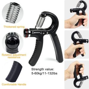 Black 5 Piece Hand Grip Exercise Set Adjustable Hand Gripper Finger Trainer Grip