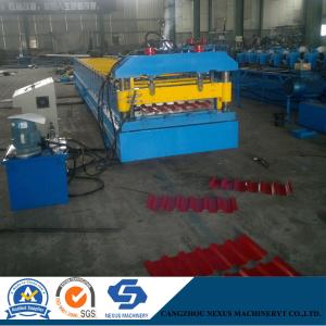 Mitsubishi PLC Metal Roof Roll Forming Machine Automatic Cutting for Roofing