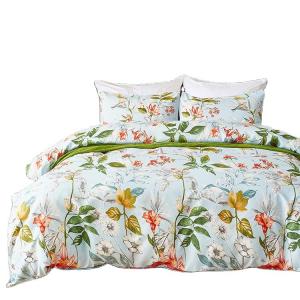 China 300tc Thread Count Nature Colors Floral Design Knitted Cotton Sheet Set on sale