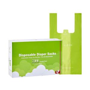 China Compostable Baby Nappy Sacks Corn Starch Scented Disposable Diaper Bags on sale