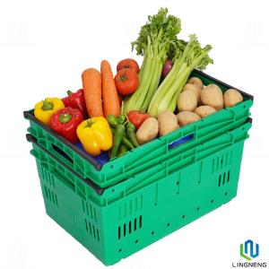 48L Nestable Plastic Crates , Stackable Plastic Harvest Crates