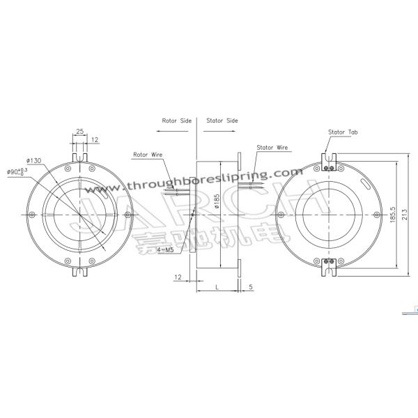 380V 4 ~ 72 Conductors 90mm Through Bore High Voltage Slip Rings For Wrapping Machinery Max Speed:500RPM