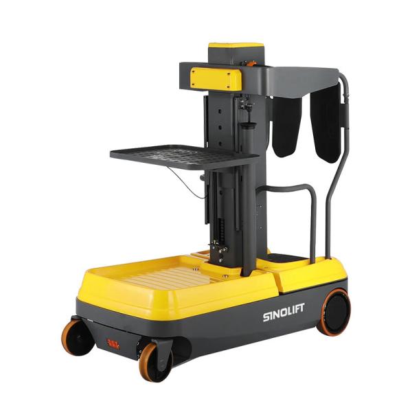 Quality SINOLIFT Drivable Elevated Work Platform Propelled Warehouse Package Stand-on Electric Order Picker for sale