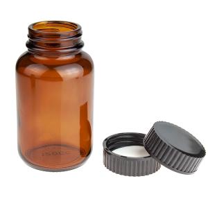 Glass Wide Mouth Packer Bottle, 4oz Amber, For Sampling, Packaging, Storage,