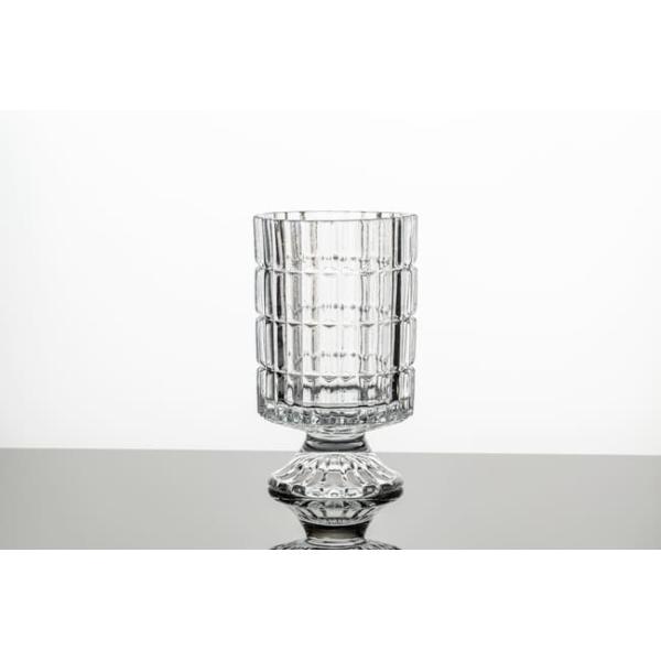 Transparent Shaped Glass Vases Machine Pressed 7.15 Inch Height Table Lamp Style