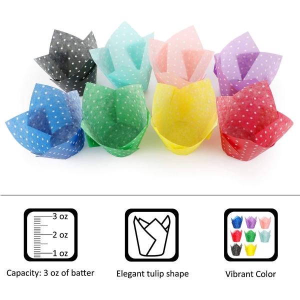 Greaseproof Waterproof Paper Muffin Tulip Polka Dot Cupcake Liners Colorful