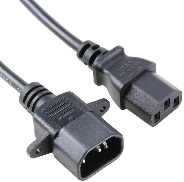 Quality Black IEC320 C13 To C14 SJT Power Extension Cord 3FT Fast Charging Data Cable for sale