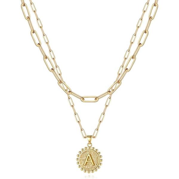 Handmade 925 Sterling Silver Double Pendant Paperclip Stacking Necklace with 30