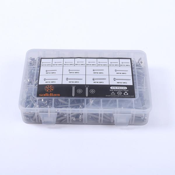 M3 4 5 6 Self Tapping Screws Assortment Kit Pan Head and Flat Head 304 Stainless