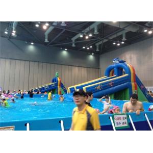Large Frame Outdoor Inflatable Water Park With Pool , Inflatable Backyard Water