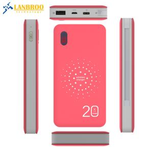 Big Capacity Wireless Power Bank with Built-in 3-IN-1 Cable 20000mAh LCD Screen