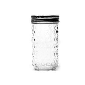 Embossed Clear Wide Mouth Pint Jars For Beverage Jam SGS Certification