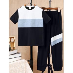 Casual Children Clothing Set Breathable With Short Sleeve Cartoon Pattern Type