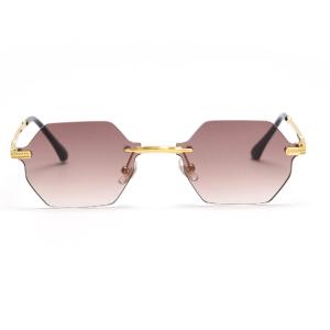 UV400 Stylish Polarized Sunglasses Elegant Irregular Lens Women Rimless