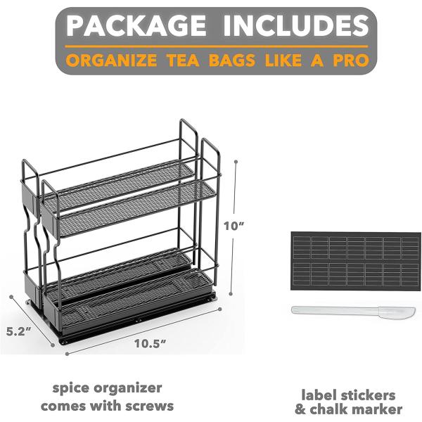 Efficiently Organize Your Bathroom with 2 Layers Sliding Pull Out Spice Rack Organizer