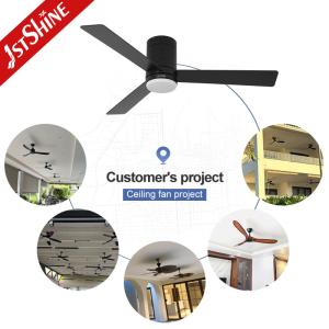3 Color LED Light 52 Inch Flush Mount Ceiling Fan With Silent DC Motor and