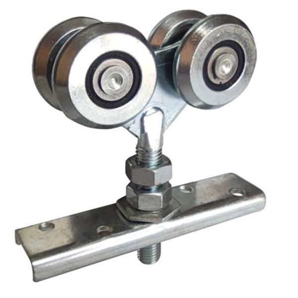 Silver Four Rollers Slide Hanging Door Rollers 44mm With Forge Centre Plate