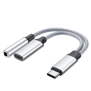 USB C To 3.5mm Headphone And Charger Adapter 2 In 1 Type C To Aux Jack Cable PD