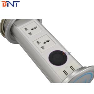 BNT touch pop up desktop socket with mini jack speaker and wireless charger