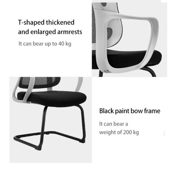 Ergonomic Back Black Coating Metal Base Fixed Armrest Office Visitor Armchair Desk Cheap Mesh Computer Chair