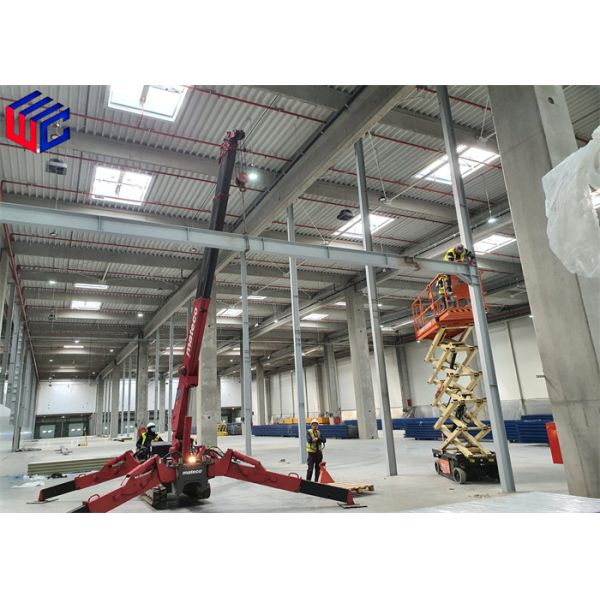 Close-up view of pipe rack structural components
